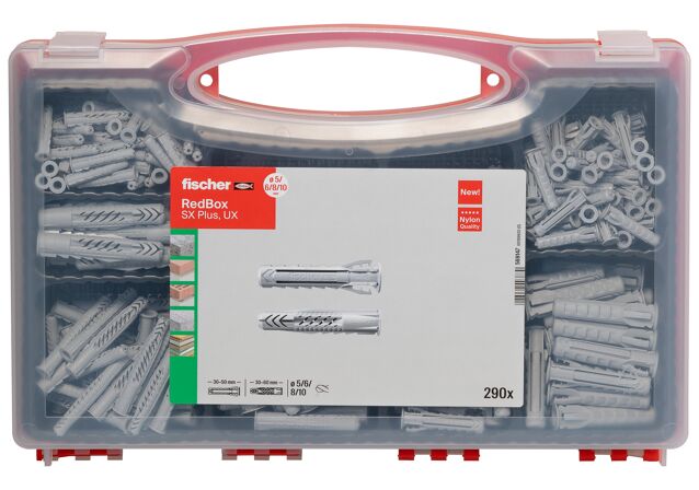 Packaging: "fischer Red-Box - plug SX Plus, UX 6,8,10"