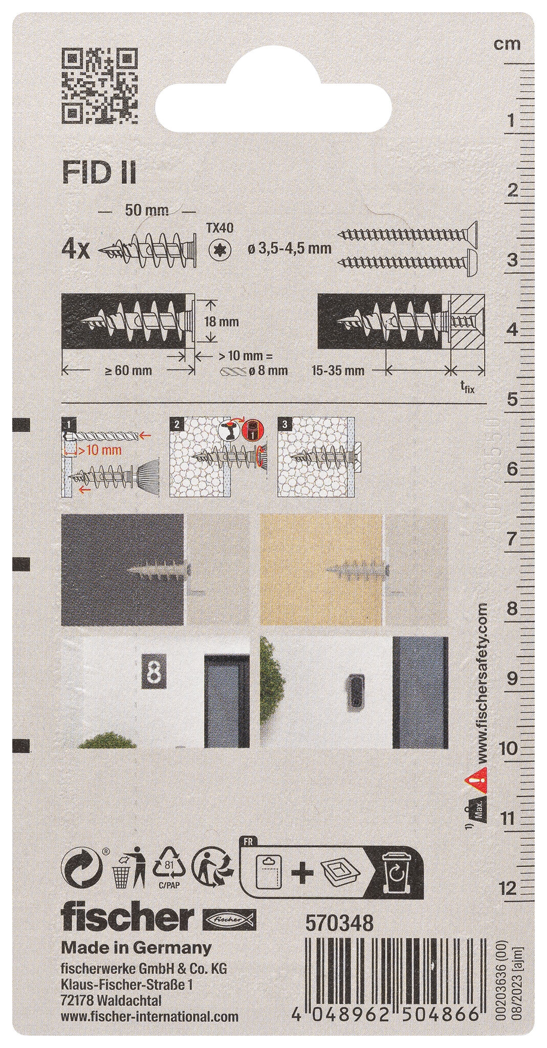 Packaging: "fischer Insulation fixing FID II"