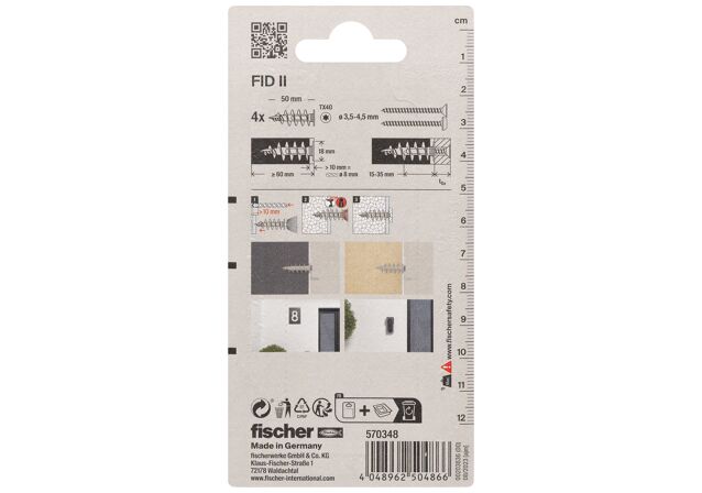 Packaging: "fischer Insulation fixing FID II"