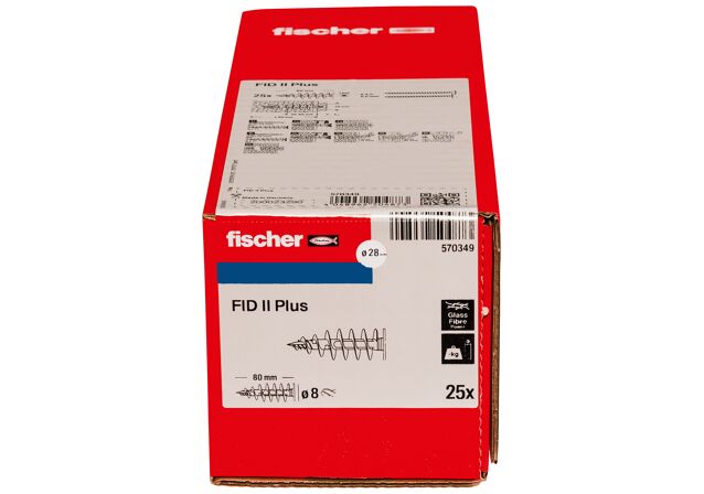 Packaging: "Cheville nylon FID II Plus pour fixation dans panneaux d'isolant PSE et PU"
