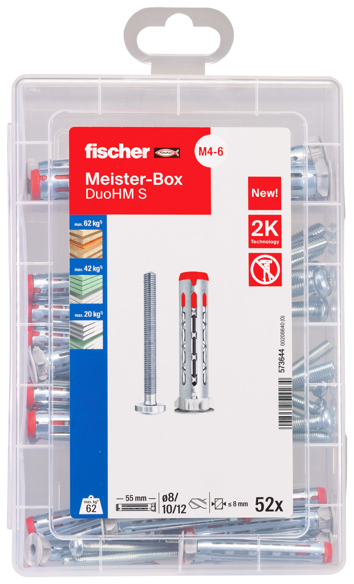 Packaging: "fischer Meister-Box with cavity fixing DuoHM, Panhead-screw, TX-drive"