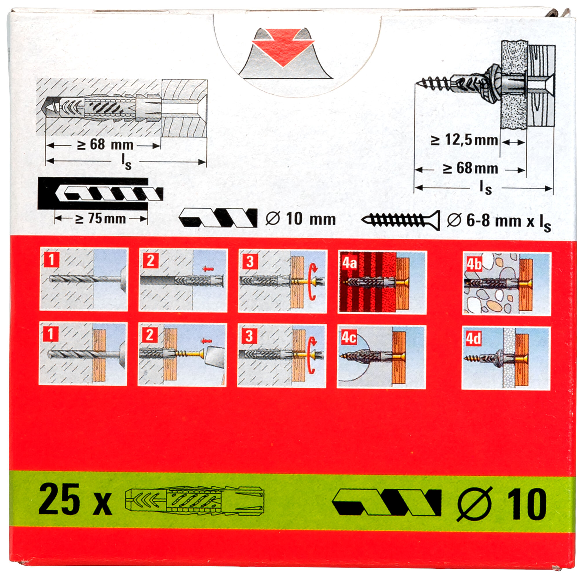 Packaging: "fischer Universal plug UX 10 x 60 in carton"