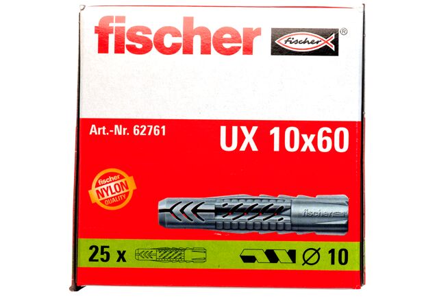 Packaging: "fischer Universal plug UX 10 x 60 in carton"