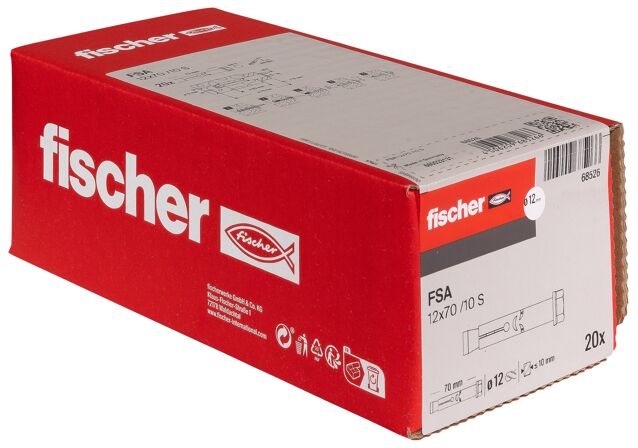 Συσκευασία: "fischer FSA 12/10 S M10 Αγκύριο με χιτώνιο ηλεκτρογαλβανισμένο"