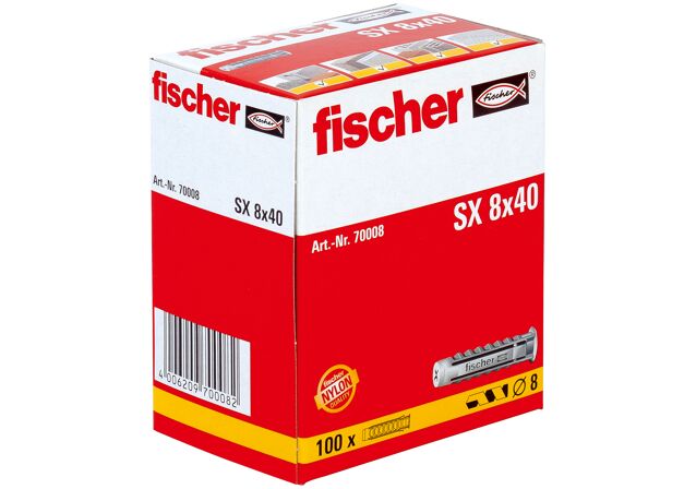 Packaging: "fischer Expansion plug SX 8 x 40 with rim"