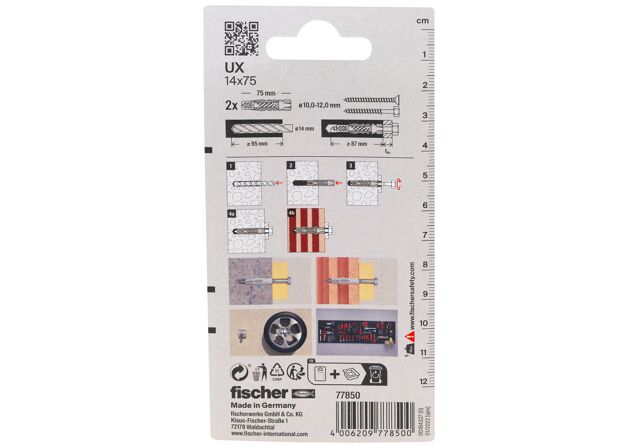 Packaging: "fischer Universal plug UX 14 x 75 K without rim"