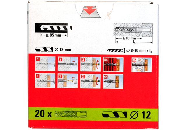 Packaging: "fischer 安全尼龙锚栓UX 12 x 70 in carton"
