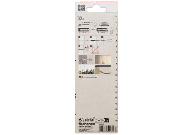 Packaging: "fischer Halka başlı vida GS 8 x 80 K SB-kart"