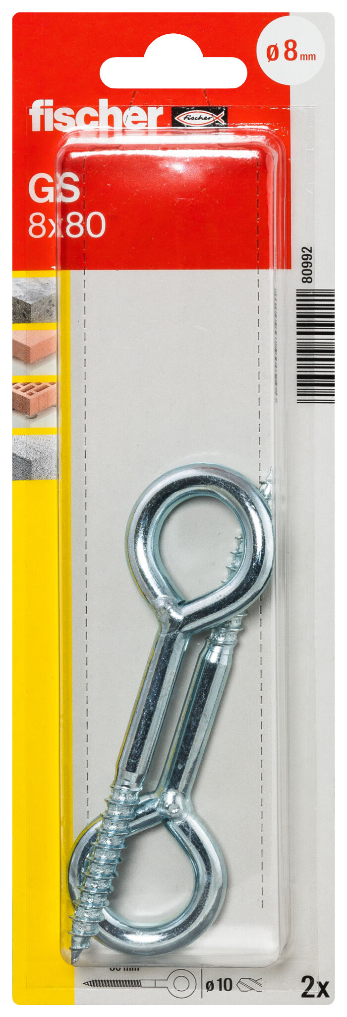 Packaging: "fischer Eye screw GS 8 x 80 K SB-card"
