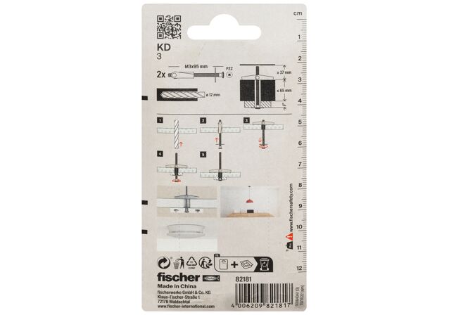 Packaging: "fischer Spring toggle KD 3 K SB-card"