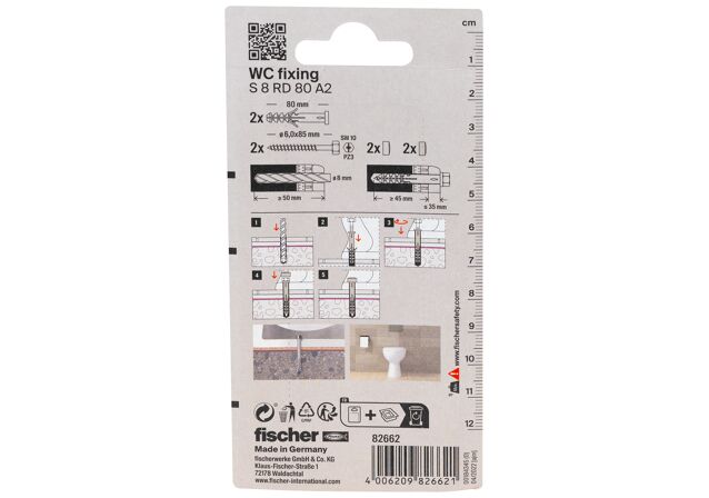 Packaging: "fischer WC sabitleme S 8 RD 80 K SB kart"