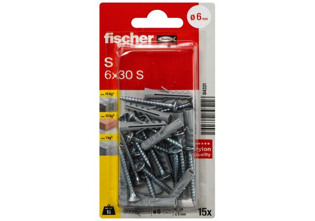 Packaging: "fischer Expansion plug S 6 with screw"