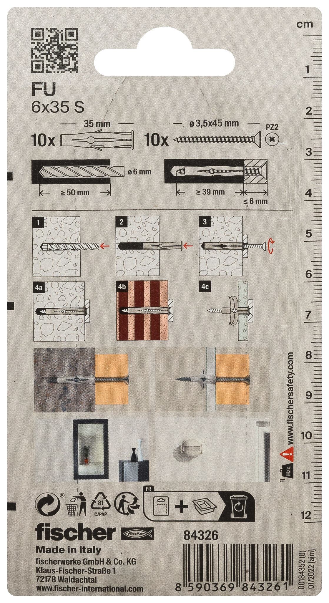 Packaging: "fischer Universal plug FU 6 x 35 S"