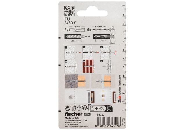 Packaging: "fischer Universeel plug FU 8 x 50 S"
