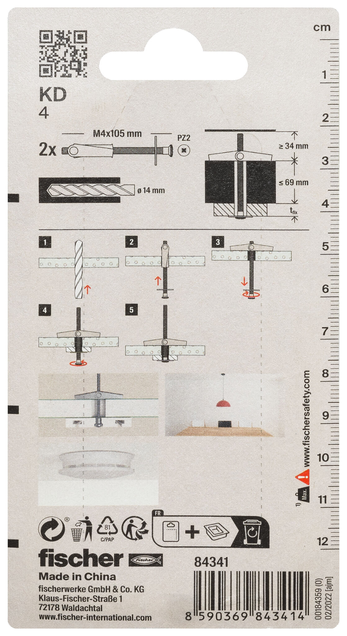 Packaging: "fischer Spring toggle KD 4 K SB-card"