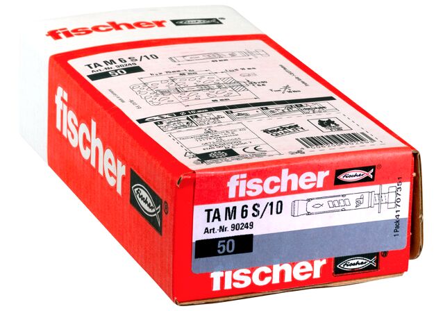 Packaging: "fischer Stålanker TA M6 S/10 med skrue"