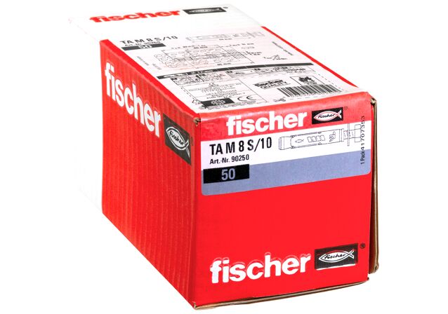 Emballasje: "fischer Heavy-duty stålanker TA M8 S/10 med skrue"