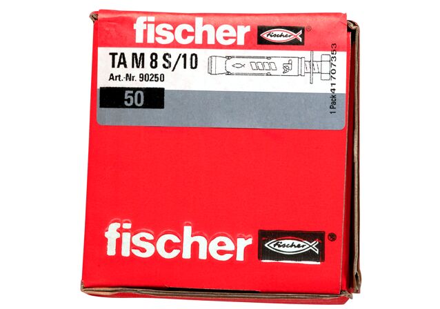 Emballasje: "fischer Heavy-duty stålanker TA M8 S/10 med skrue"