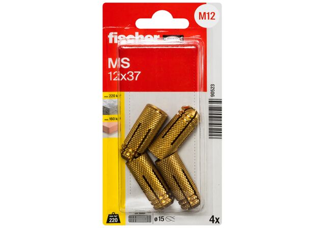 Packaging: "fischer Brass fixing MS 12 x 37 K SB-card"