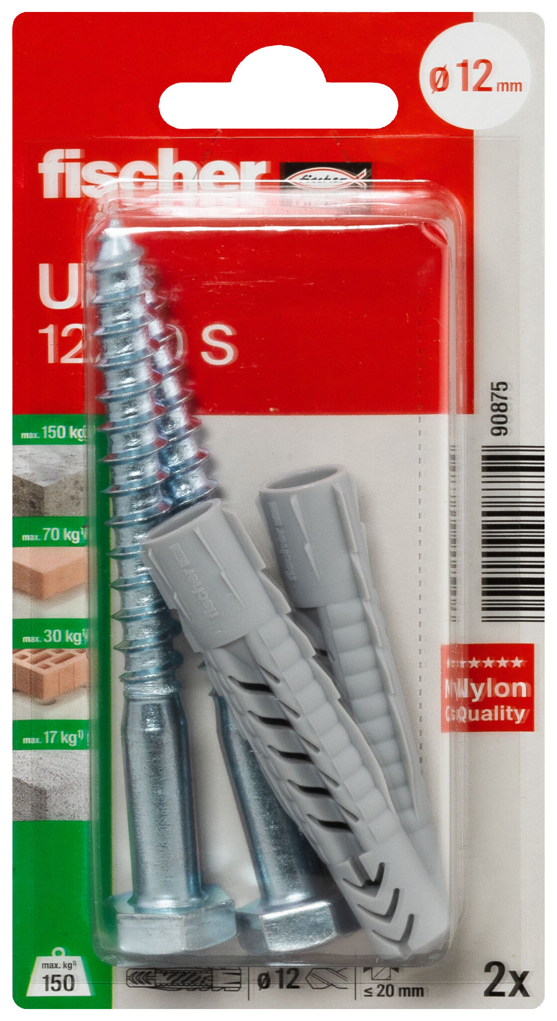 Packaging: "fischer Universal plug UX 12 x 70 S with screw"