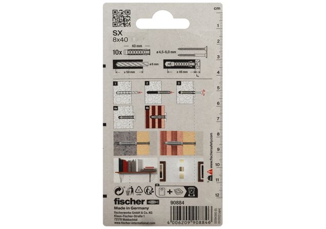 Packaging: "fischer Plug SX 8 x 40"