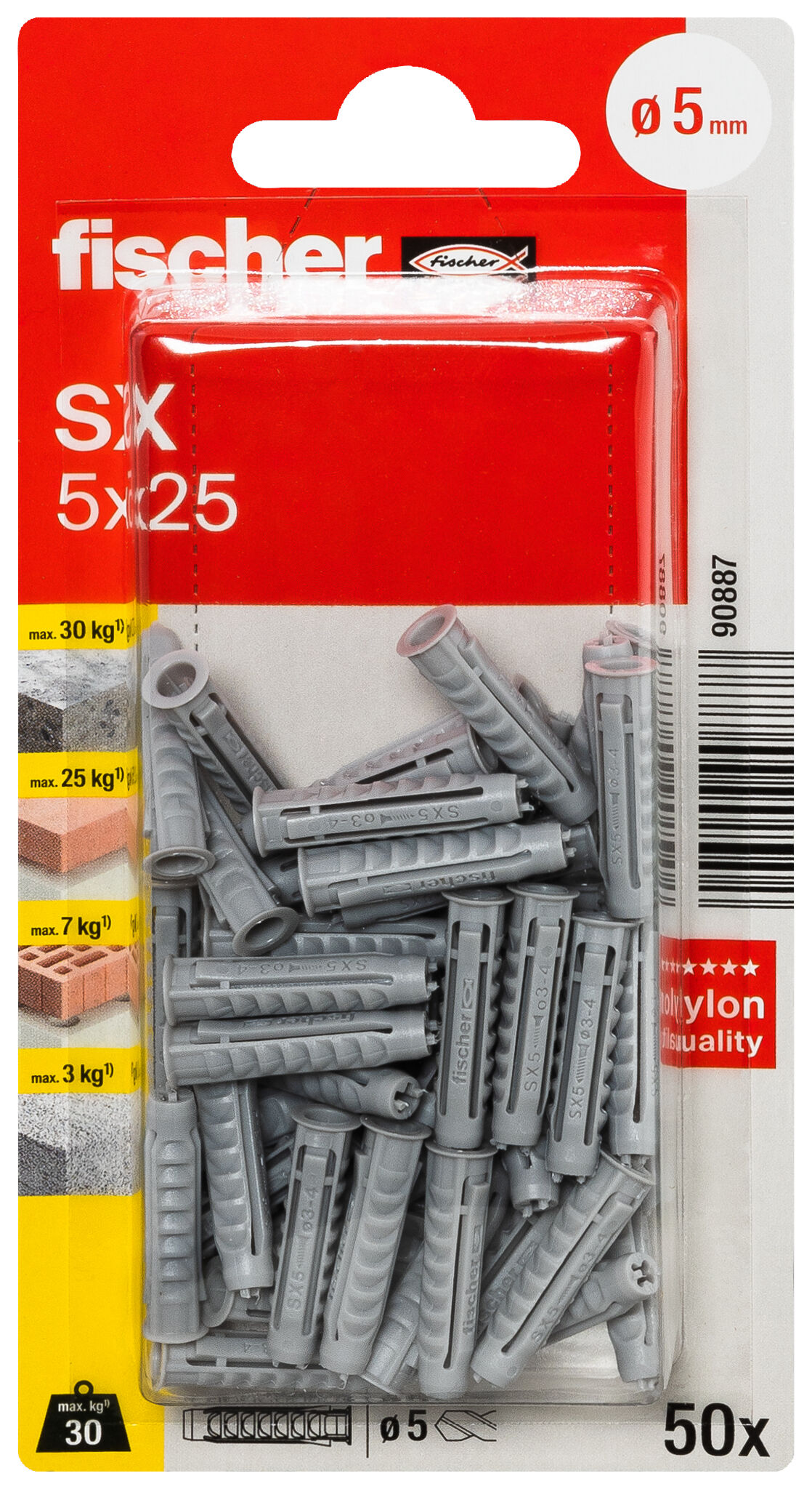 Packaging: "fischer Expansion plug SX 5 x 25"
