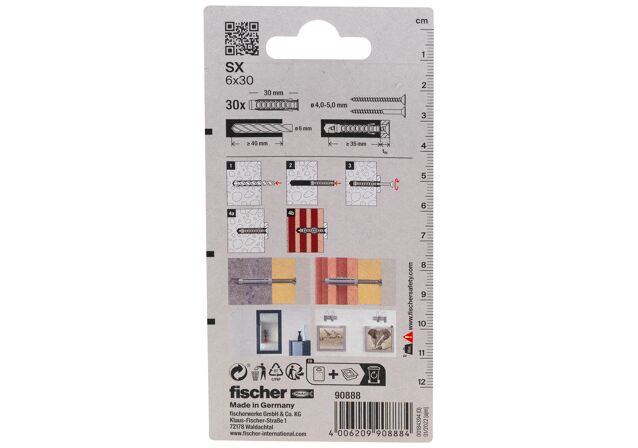 Packaging: "fischer Expansion plug SX 6 x 30"