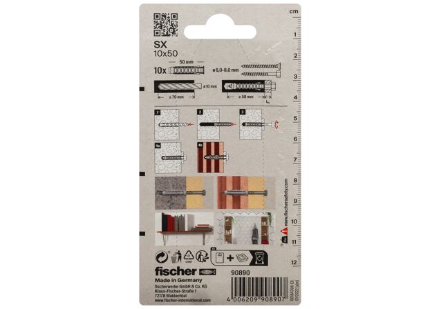 Packaging: "fischer Plug SX 10 x 50"