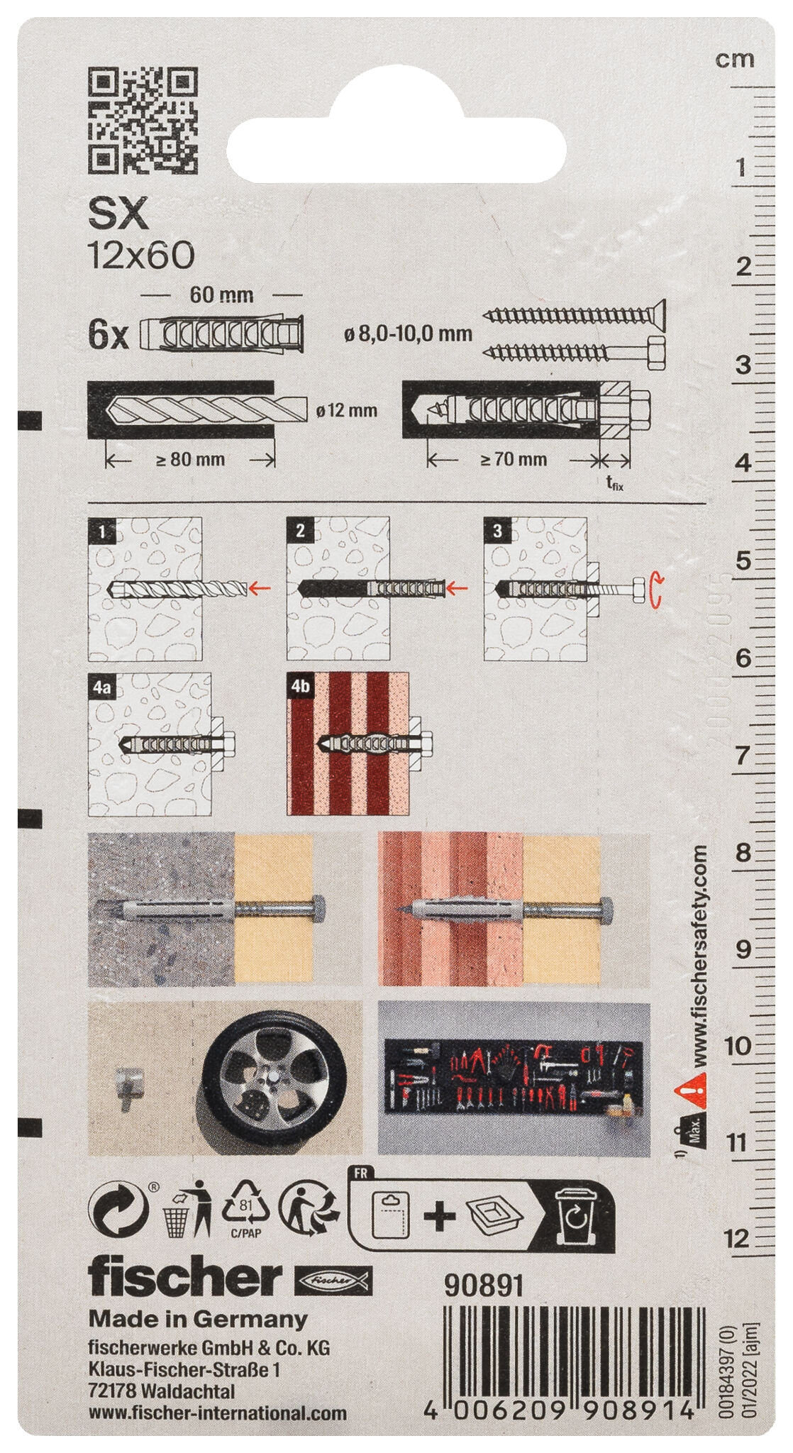 Packaging: "fischer Expansion plug SX 12 x 60"