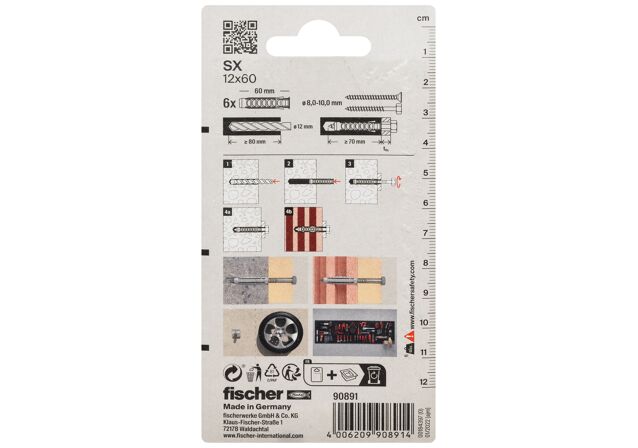 Packaging: "fischer Plug SX 12 x 60"