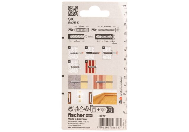 Packaging: "fischer Expansion plug SX 5 x 25 GKS SB-card"