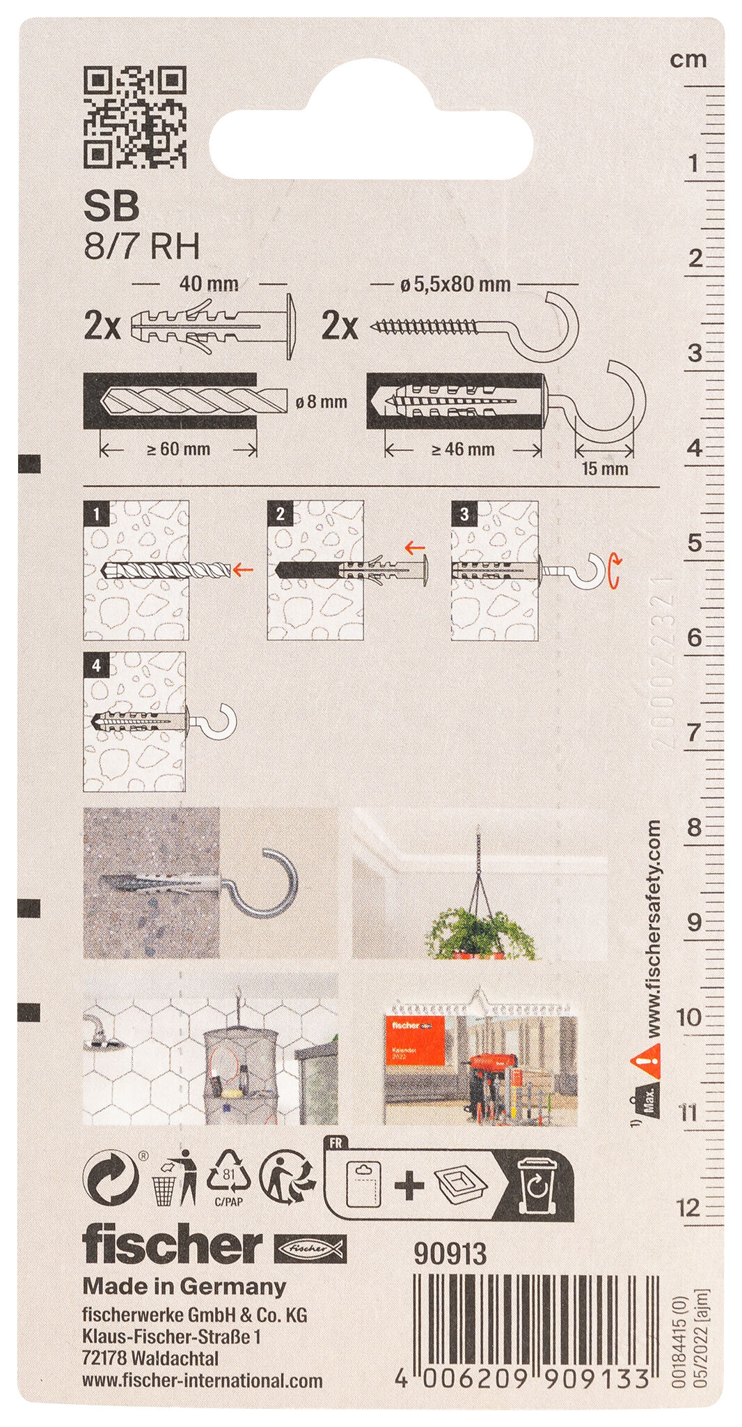 Packaging: "fischer Expansion plug SB 8/7 K SB-card"