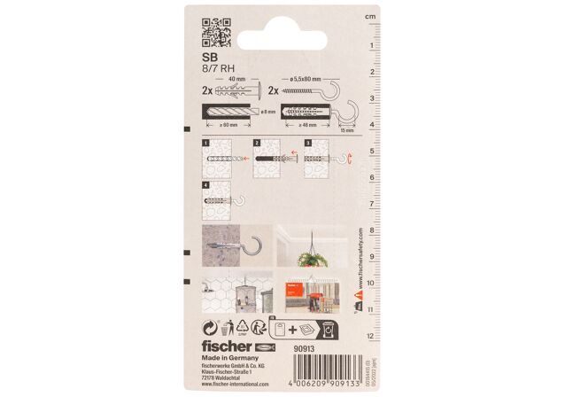 Packaging: "fischer Plug SB 8 K met nylon winkelhaak"