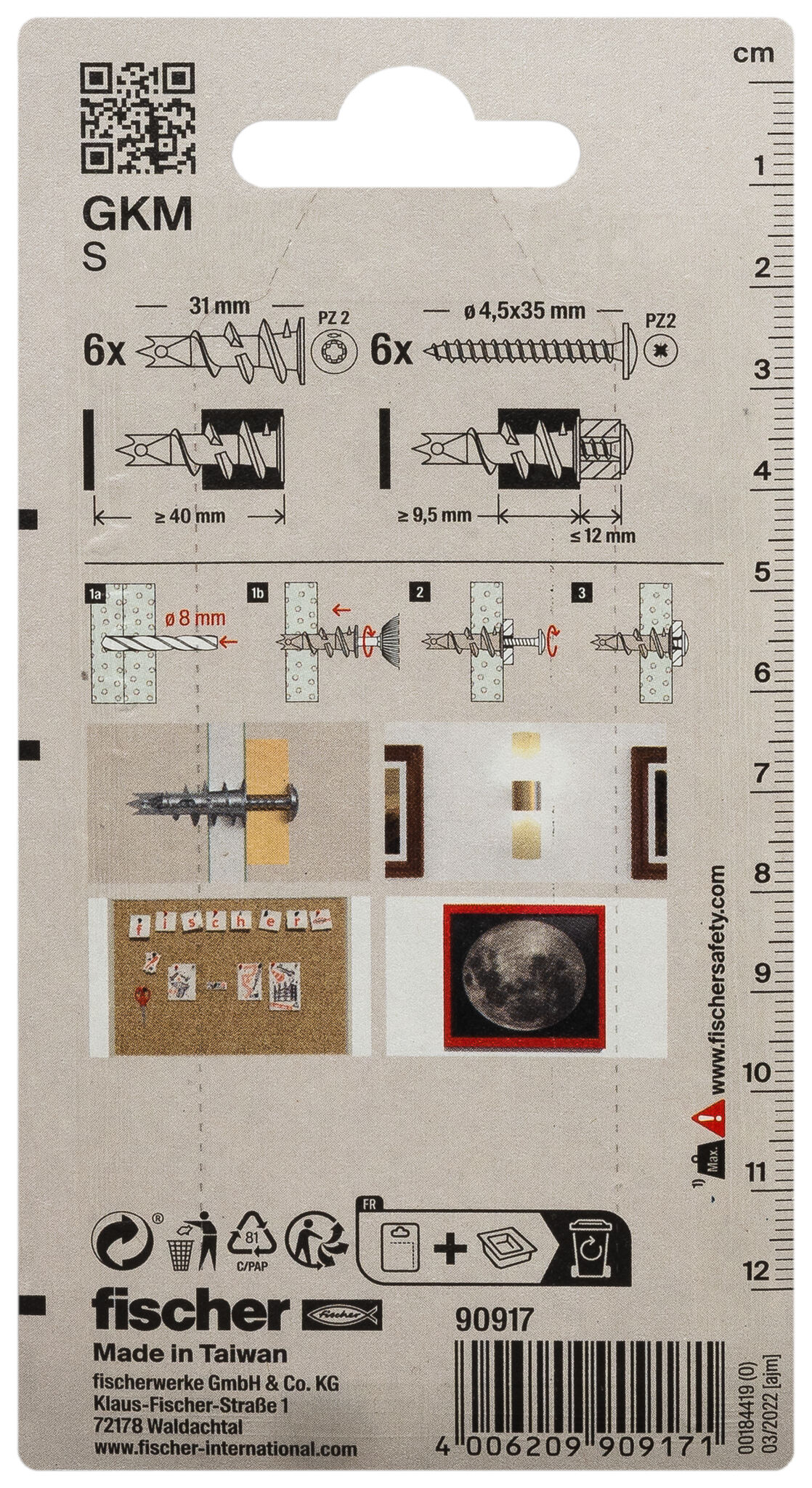 Packaging: "fischer Plasterboard fixing metal GKM S K"