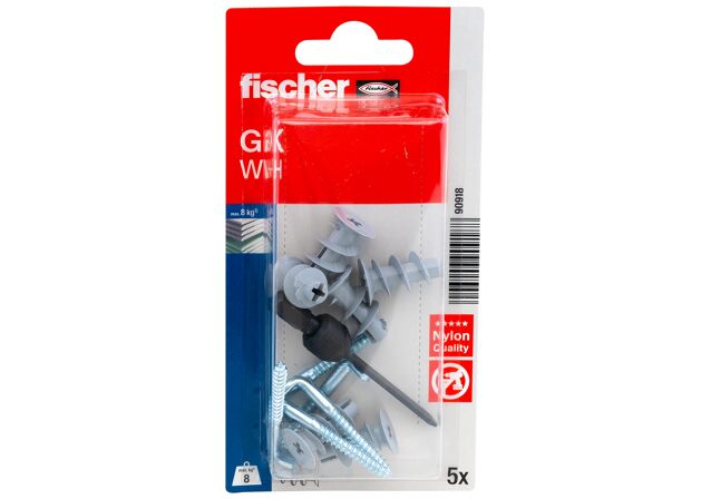 Packaging: "fischer Plasterboard fixing GK WH with angle hook"