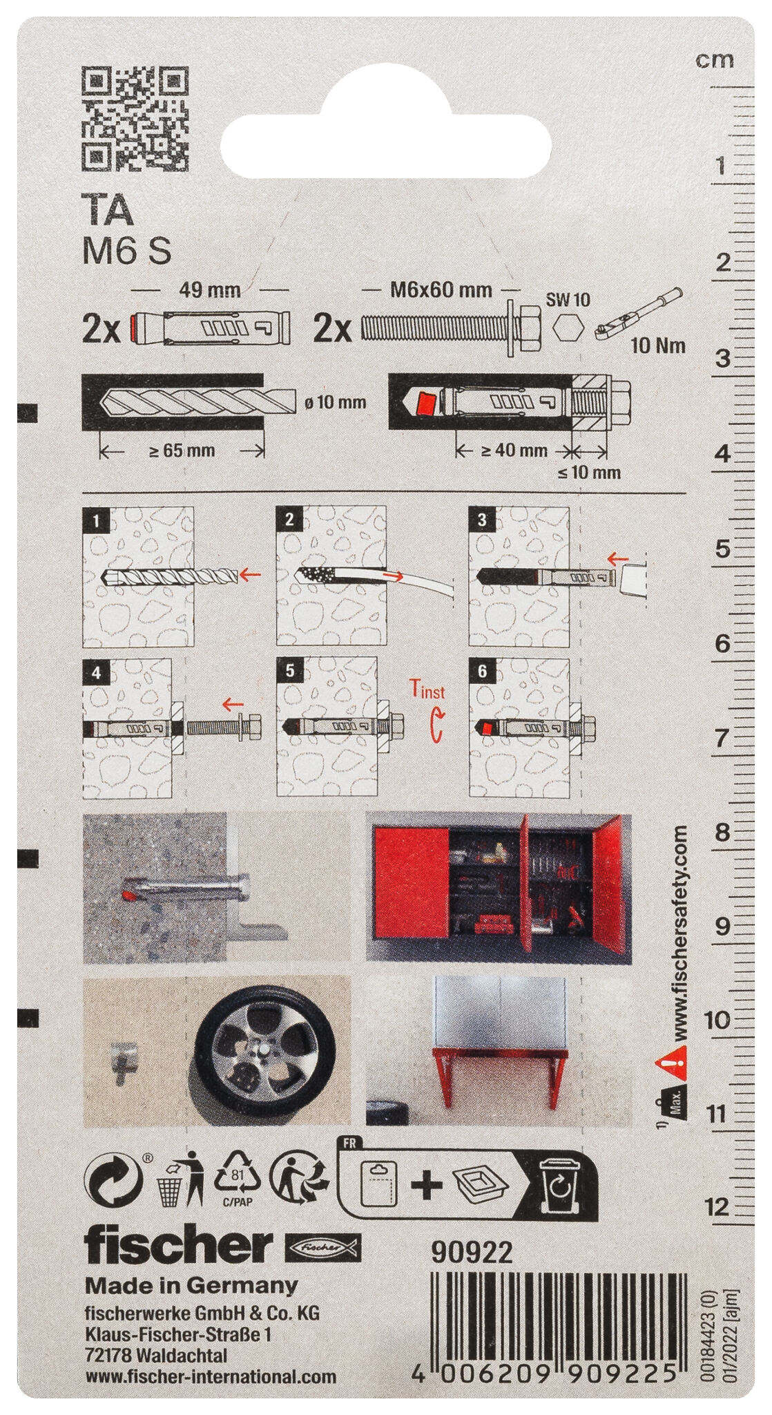 Packaging: "fischer Heavy-duty anchor TA M6 S/10 K NV"