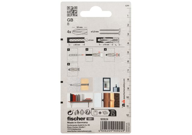 Συσκευασία: "fischer GB 8 Βύσμα για πορομπετόν σε blister"