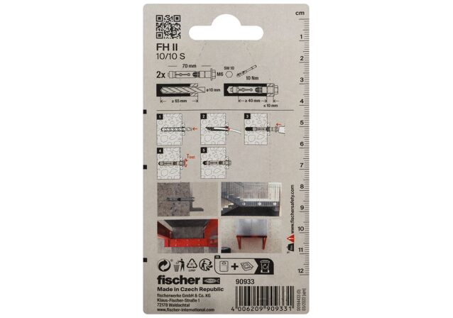 Packaging: "fischer Veiligheidsanker FH II 10/10 met zeskant kop elektrolytisch verzinkt"