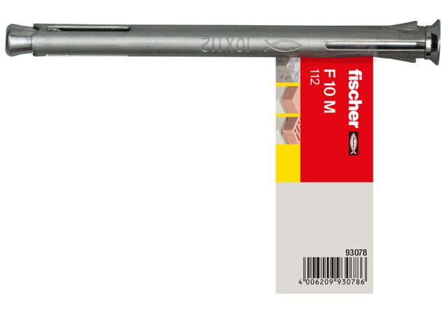 Verpackung: "fischer Metallrahmendübel F 10 M 112 E Einzelpreisauszeichnung"