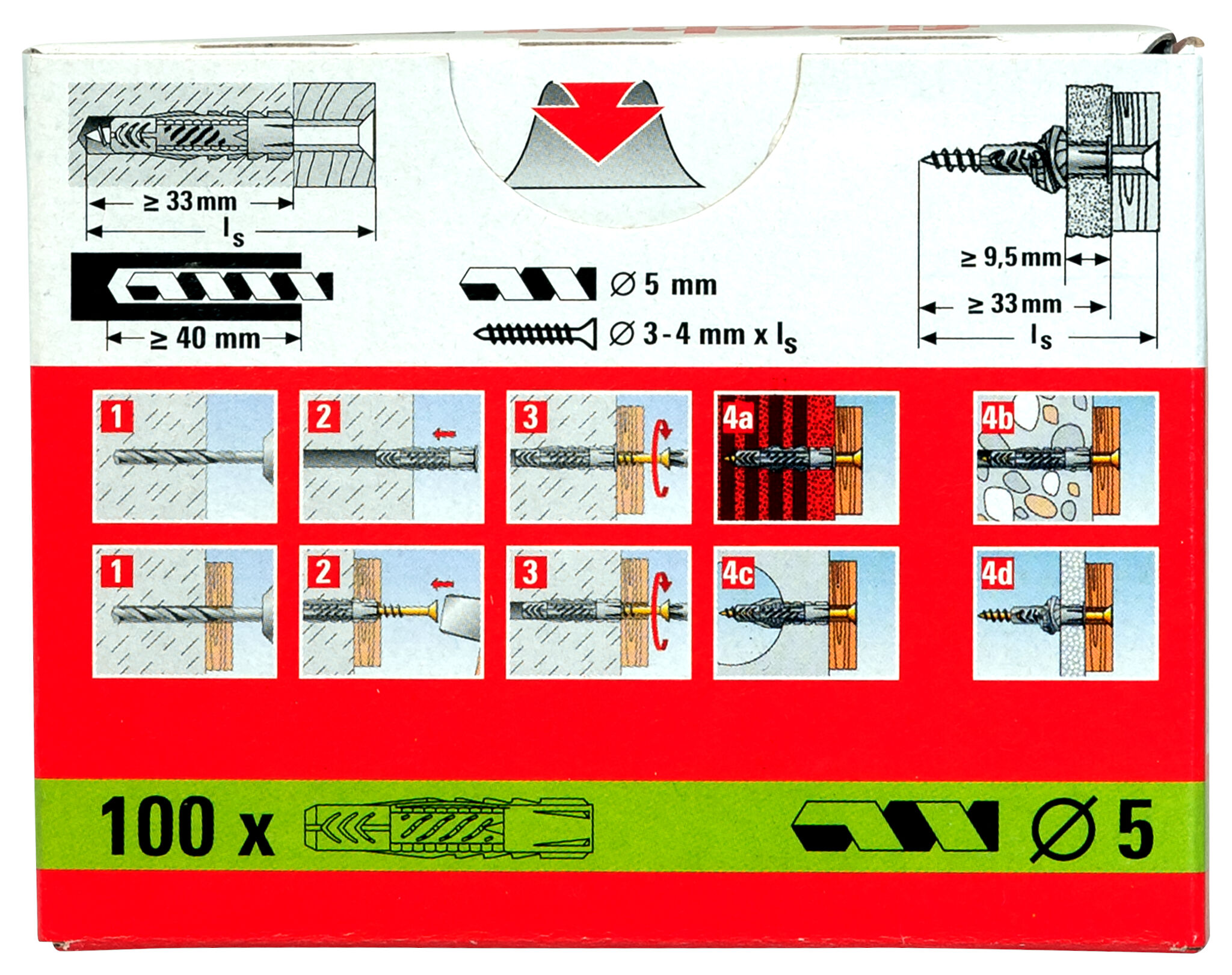 Packaging: "fischer Universal plug UX 5 x 30 without rim"