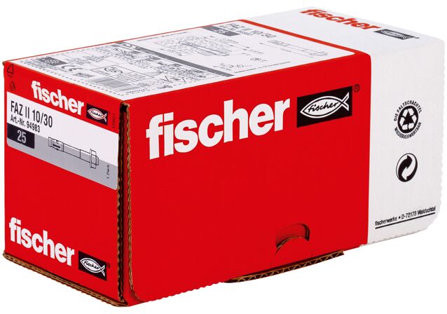 Packaging: "Bulon de ancorare fischer FAZ II 10/30 cu zincare electrolitică"