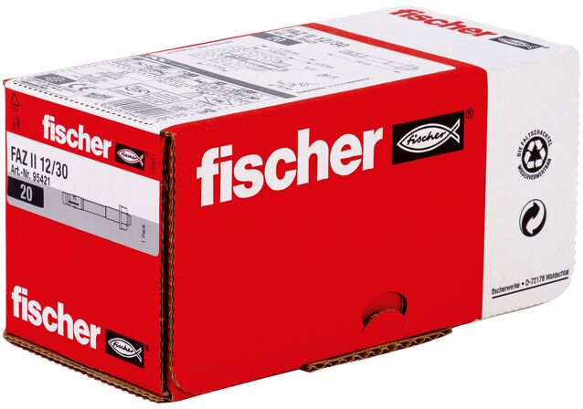 Verpackung: "fischer Bolzenanker FAZ II 12/30 gvz galvanisch verzinkt"