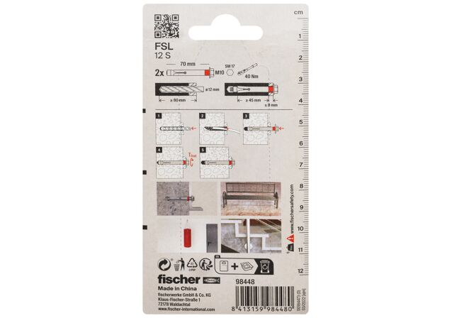 Packaging: "fischer sleeve anchor FSL 12 S K NV"