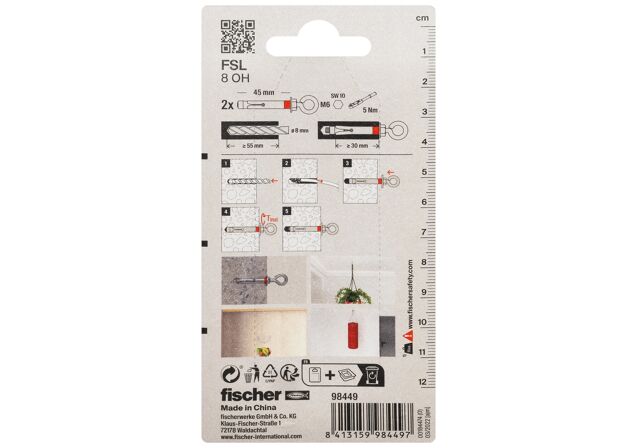 Συσκευασία: "fischer FSL 8 OH blister Η/Γ Αγκύριο με χιτώνιο & κρίκο"
