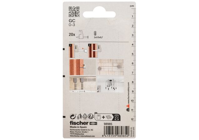 Packaging: "Blíster grapillas para cable GC 0-3 K Blanca"