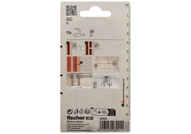 Packaging: "Blíster grapillas para cable GC 6 K Blanca"