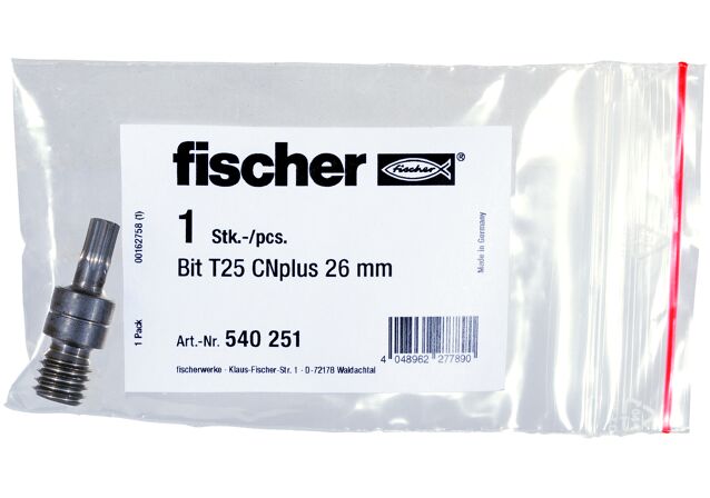 Verpackung: "fischer Bit TX25 CNplus 26 mm"