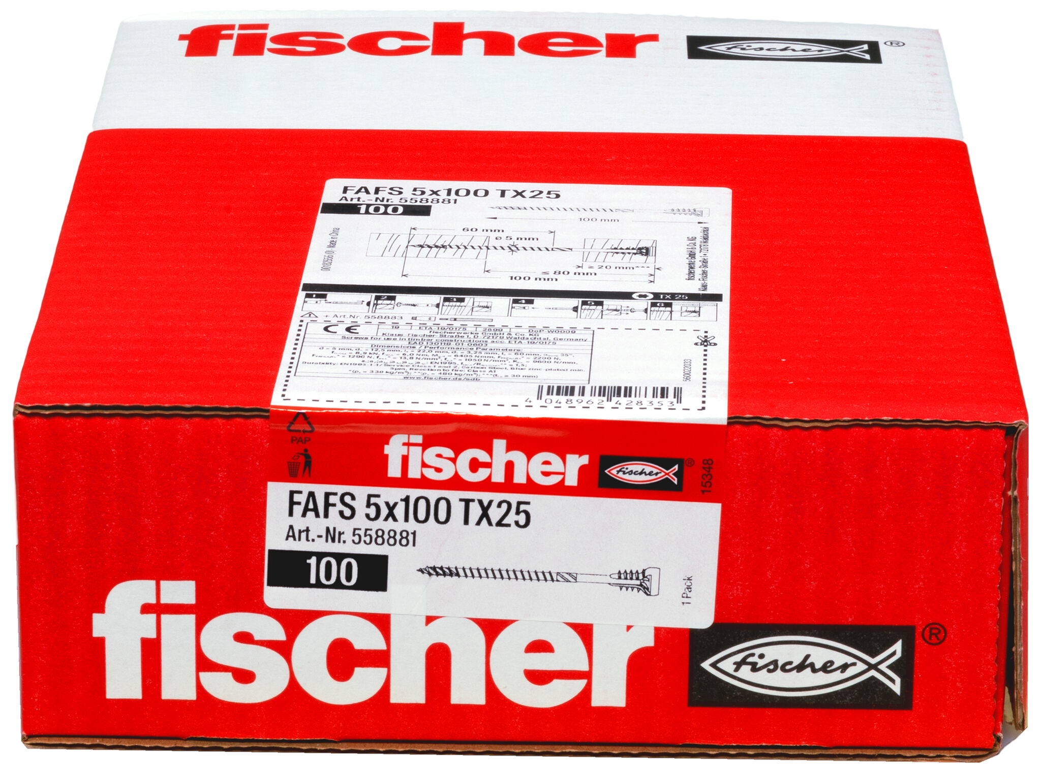 Packaging: "fischer adjustable screw FAFS 5 x 100 TX25"
