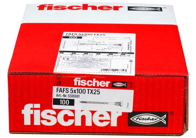 Verpackung: "fischer Justierschraube FAFS 5 x 100 TX25"