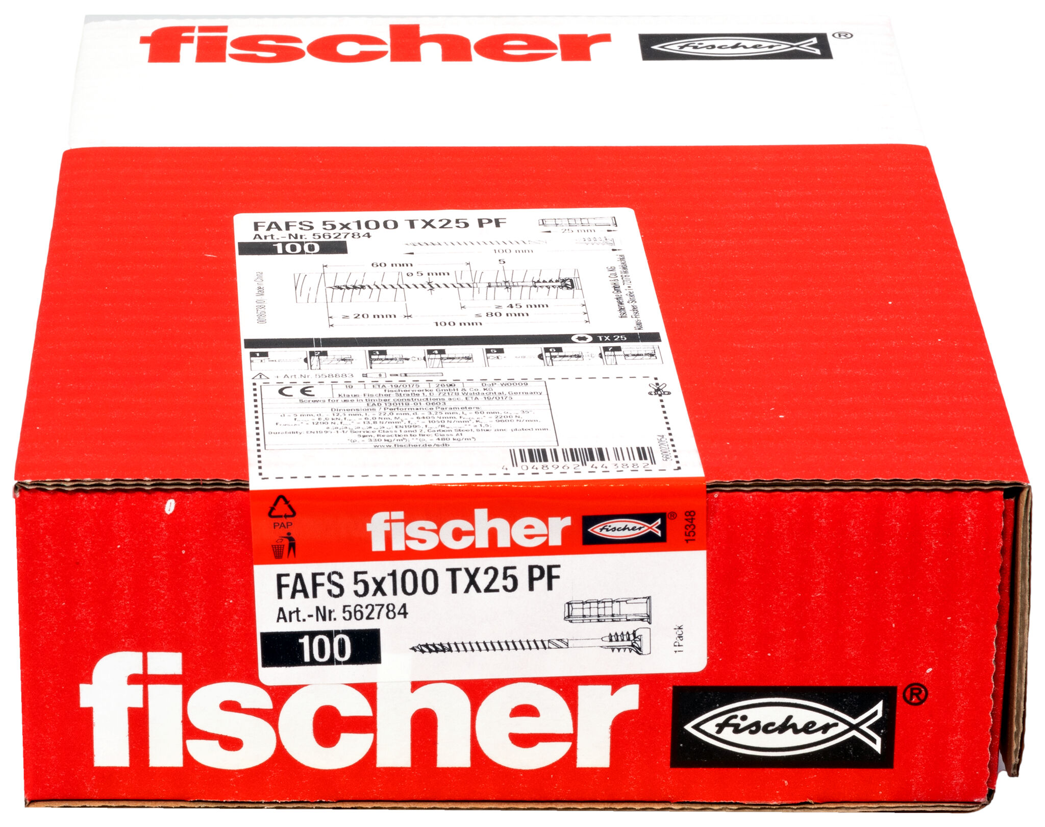 Packaging: "fischer adjustable screw FAFS 5 x 100 TX25 PF"